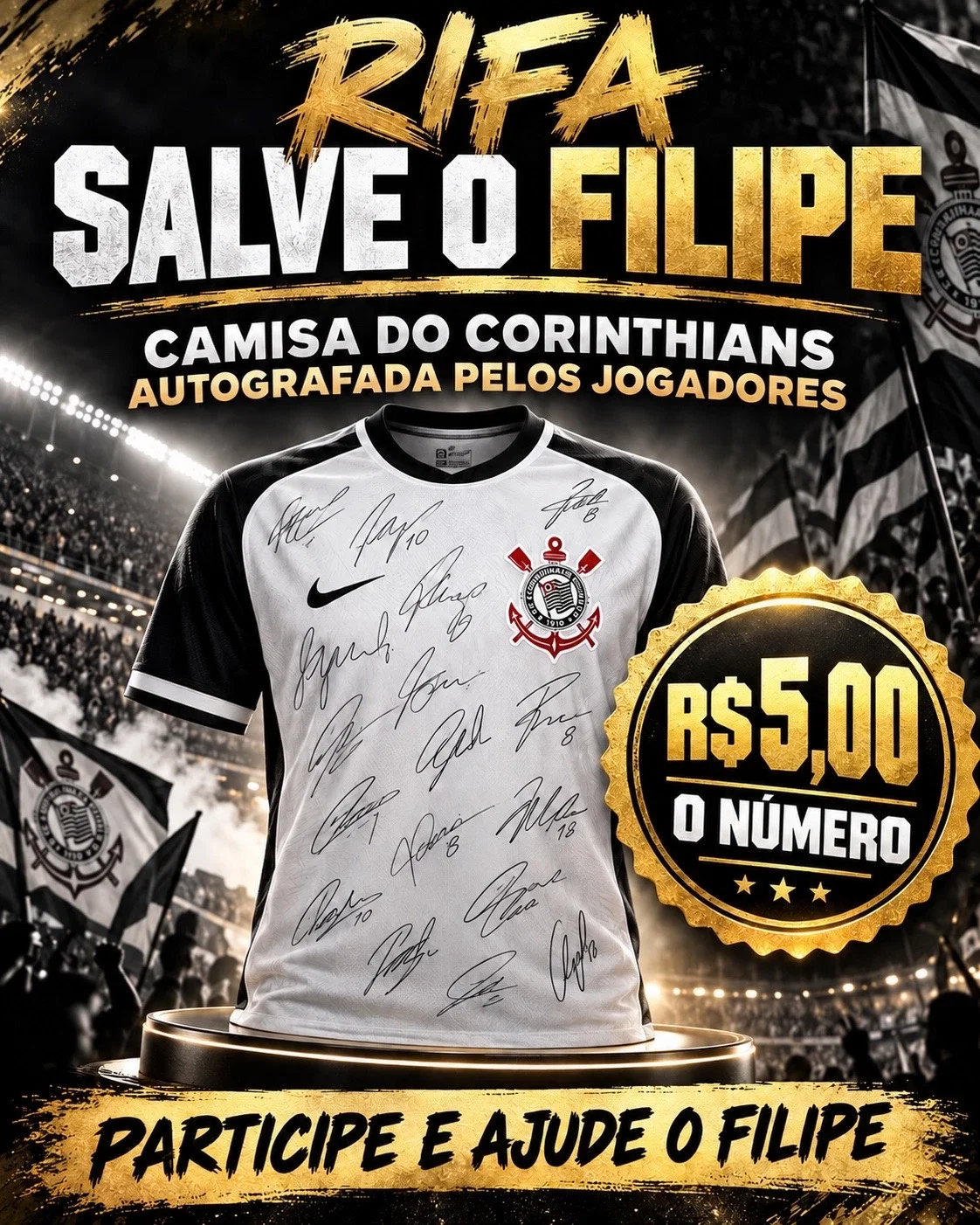 Camisa autografada pelos jogadores do Corinthians