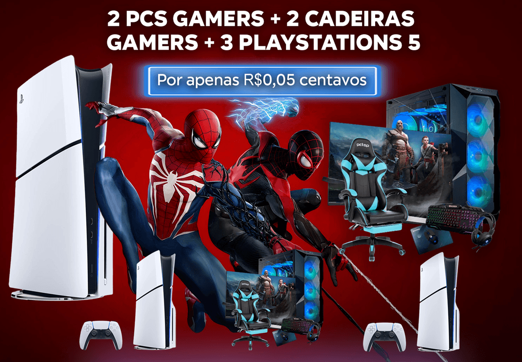 15° Ação valendo PC GAMER + PS5 OU 7 MIL POR APENAS 5 CENTAVOS