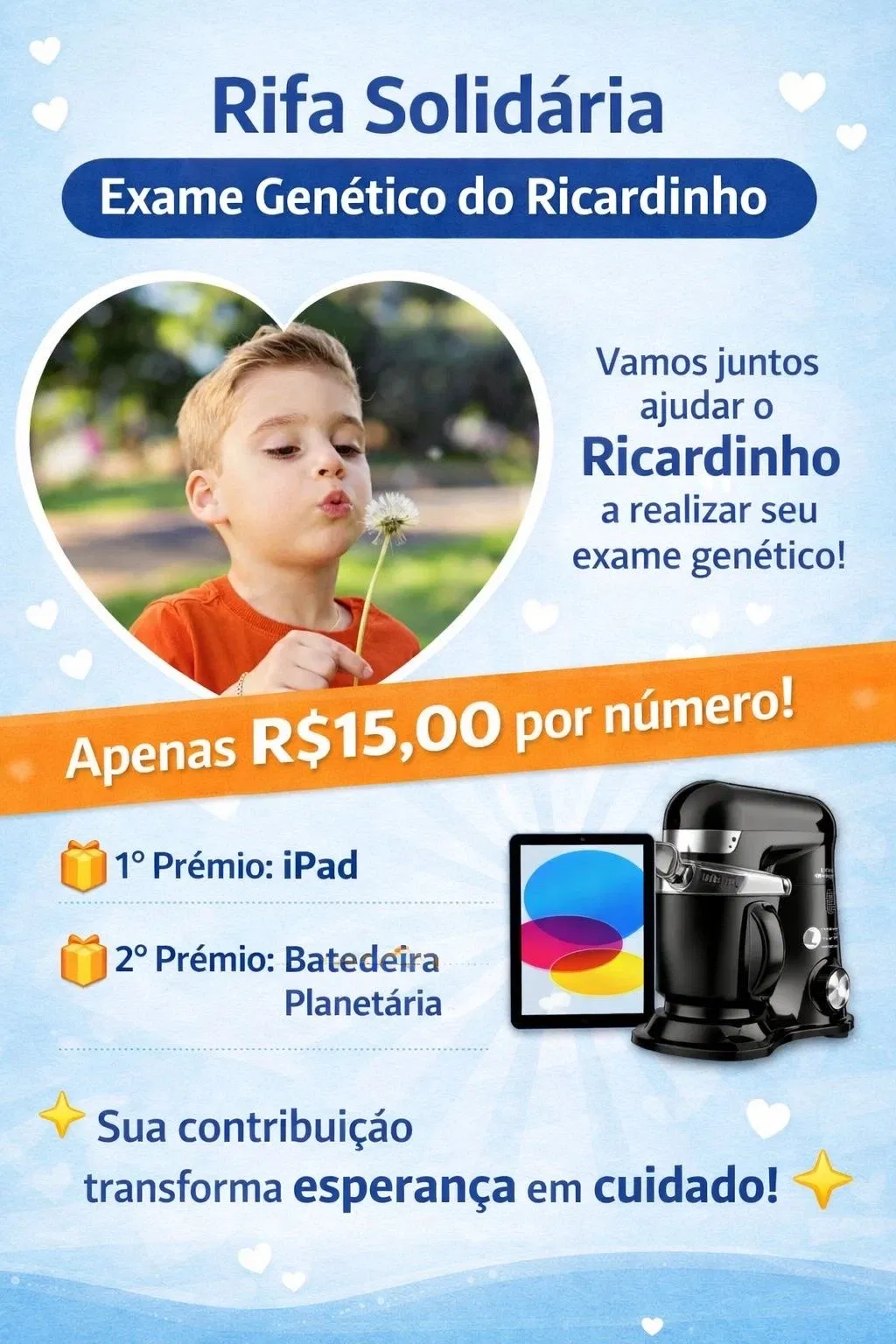 💙 Rifa Solidária – Exame Genético do Ricardinho