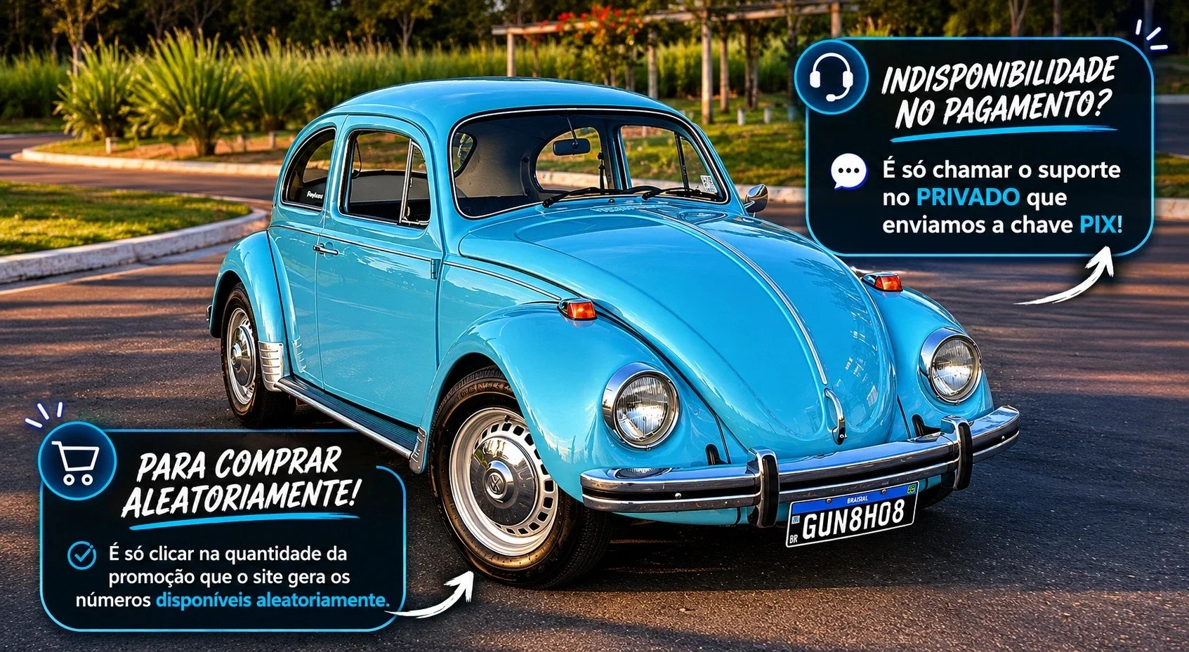 Fusca Azul Caiçara ou 20k no Pix