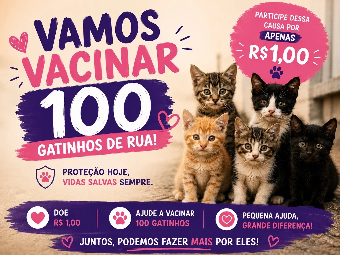 AJUDE A VACINAR OS GATINHOS