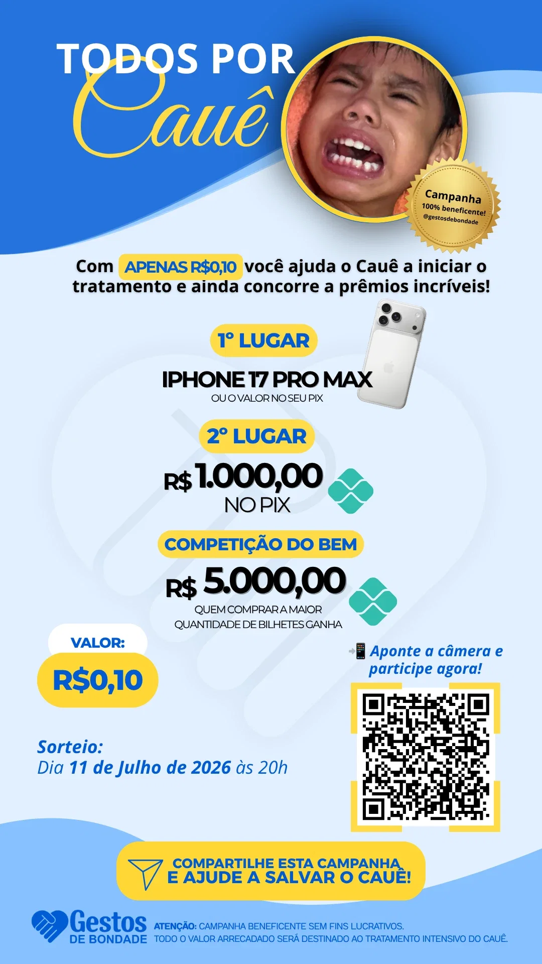 Ajude o Cauê a Iniciar o Tratamento  – CAMPANHA BENEFICENTE SEM FINS LUCRATIVOS