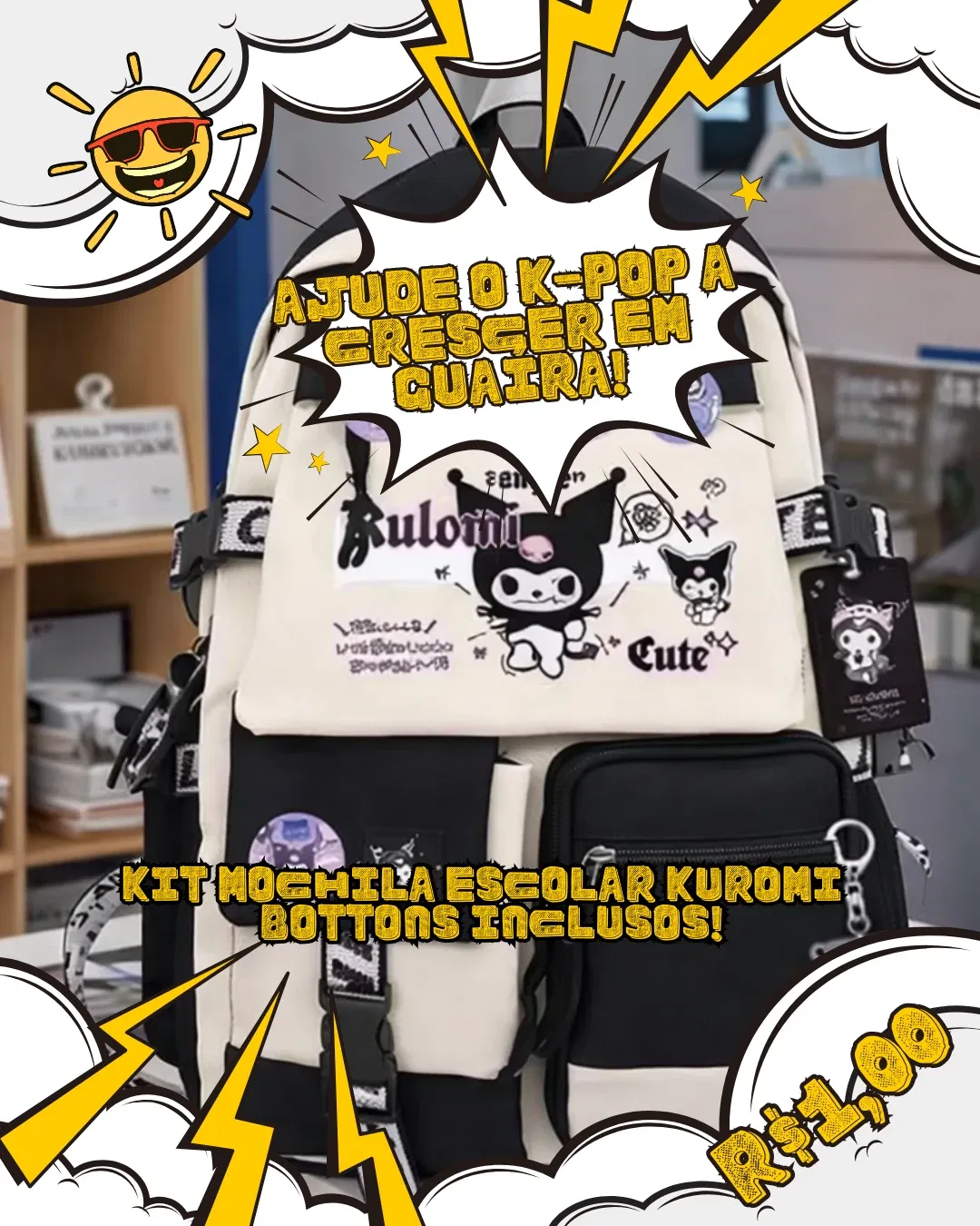 Rifa da Mochila Kuromi – Ajude o K-POP a Crescer em Guaíra!