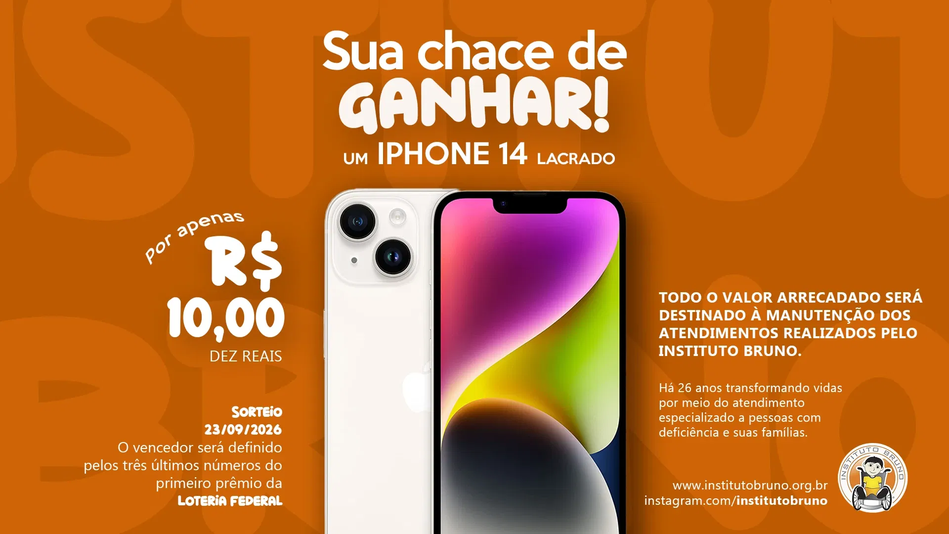 Instituto Bruno | Rifa - Iphone 14, Estelar (Starlight), 128 GB lacrado