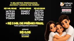 11 BILHETES PREMIADOS + R$ 3 MIL DE PRÊMIO FINAL 😱 POR R$ 0,05 CENTAVOS