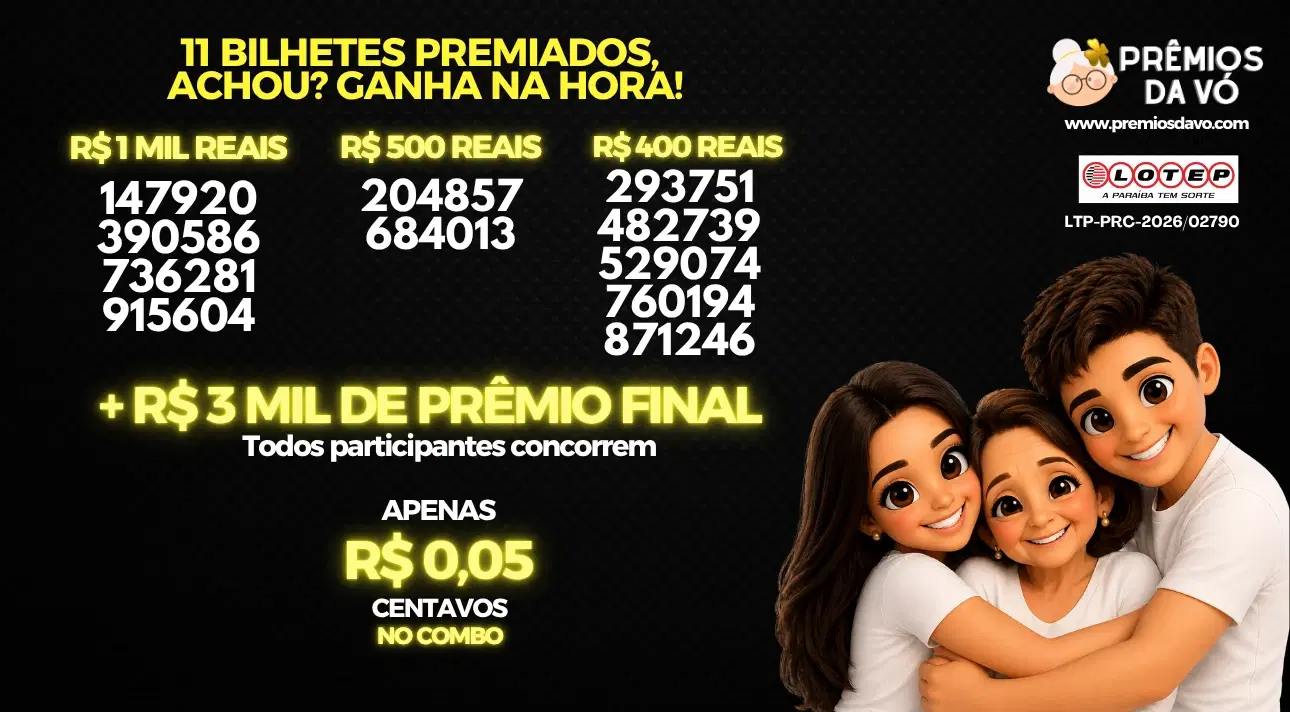 11 BILHETES PREMIADOS + R$ 3 MIL DE PRÊMIO FINAL 😱 POR R$ 0,05 CENTAVOS