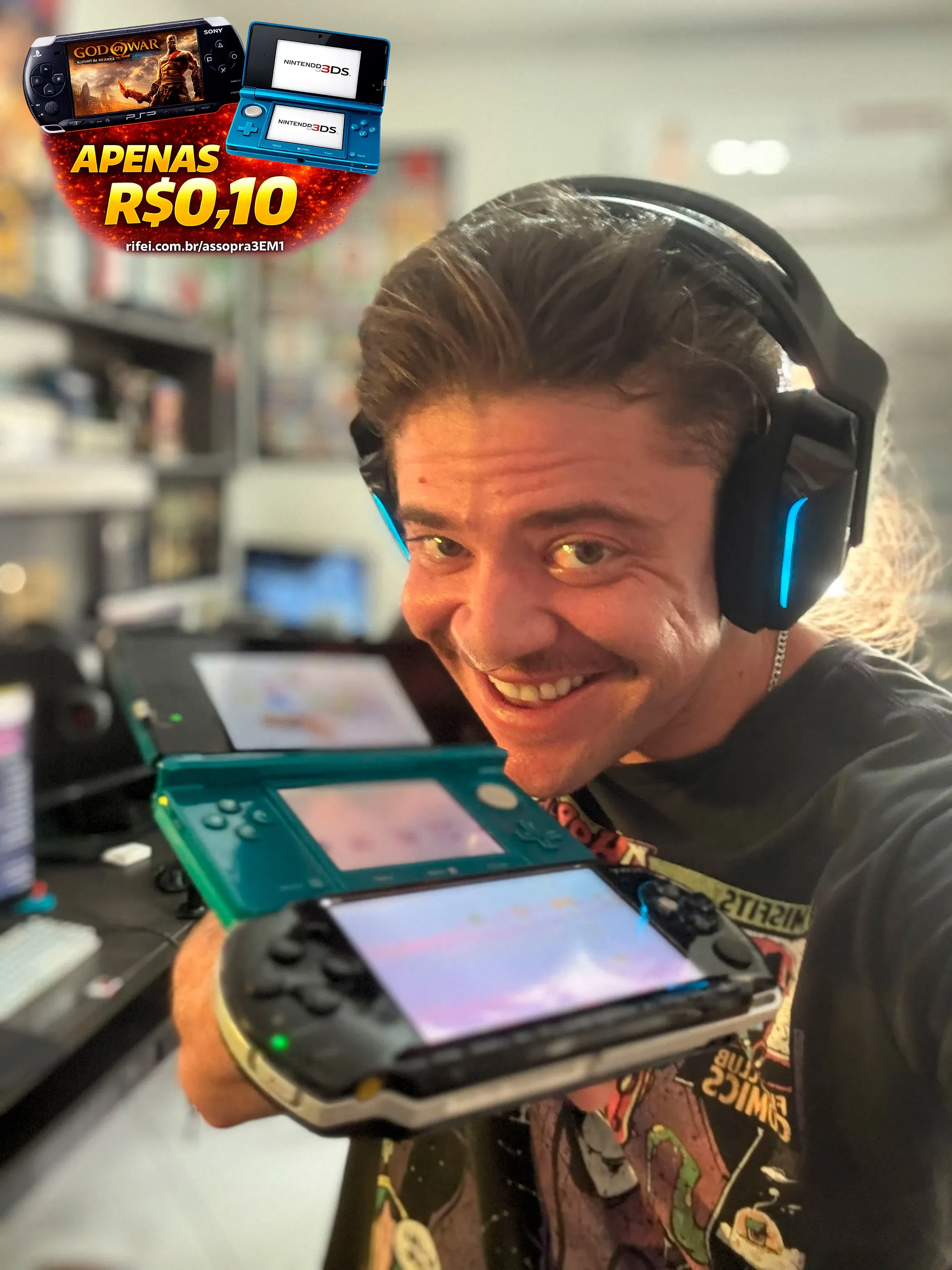 ASSOPRA 3 EM 1 - PSP LOTADO + 3DS LINDO E LOTADO + CONSOLE MISTERIOSO