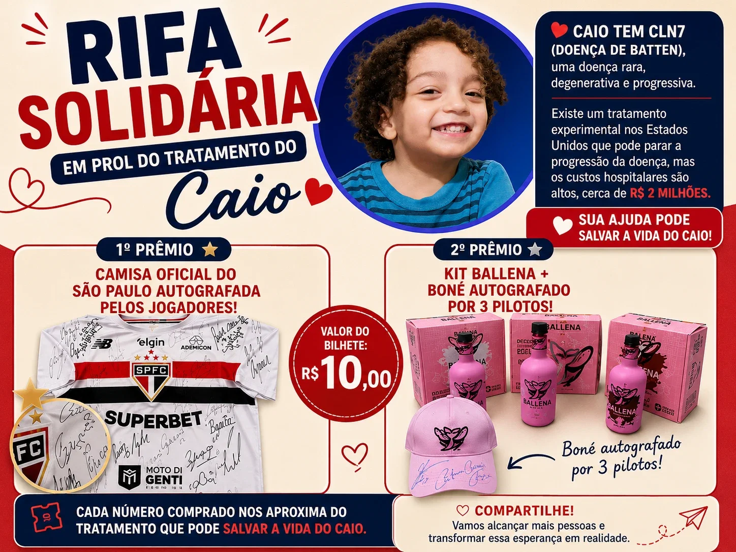 Rifa Solidária Camisa São Paulo+Kit Ballena