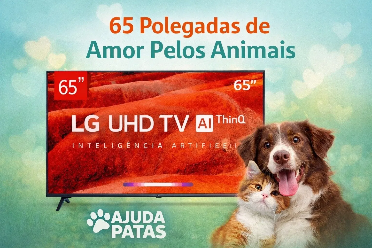 65 Polegadas de Amor pelos Animais 🐾🐶🐴